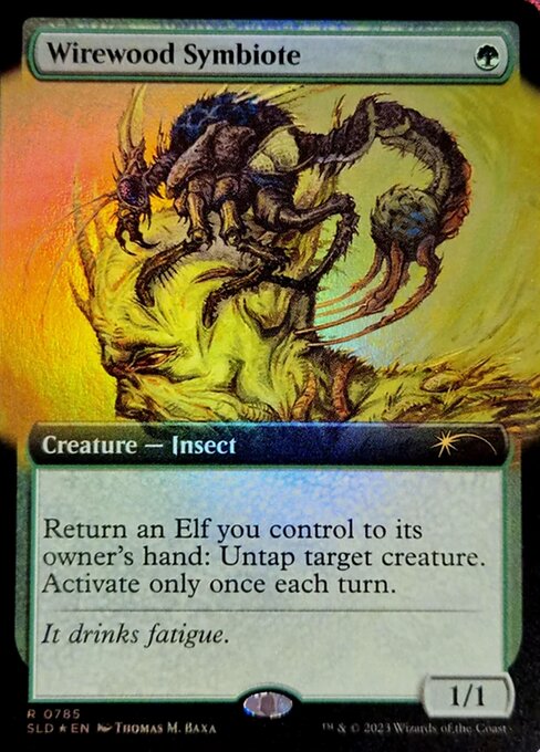 【拡張アート】【Foil】【EN】ワイアウッドの共生虫/Wirewood Symbiote [SLD] 緑R No.785