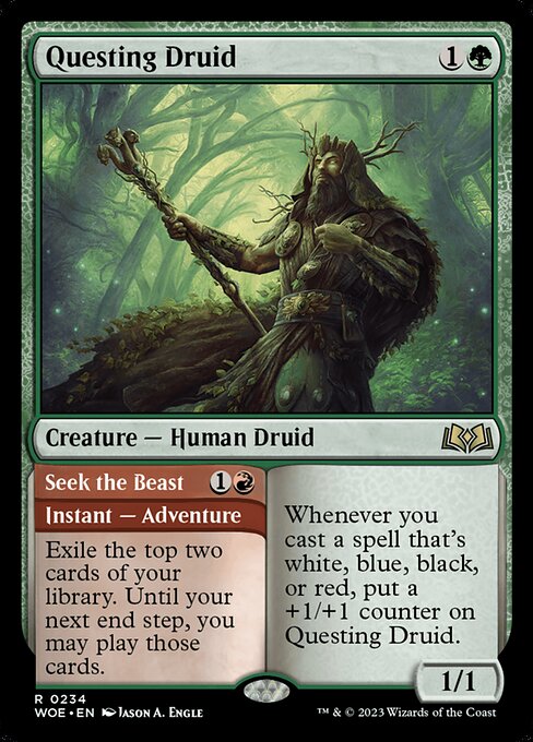 【Foil】【EN】探索するドルイド // 獣の探索/Questing Druid // Seek the Beast [WOE] 緑R No.234