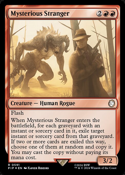 【サージFoil】【Foil】【EN】ミステリアスストレンジャー/Mysterious Stranger [PIP] 赤R No.591