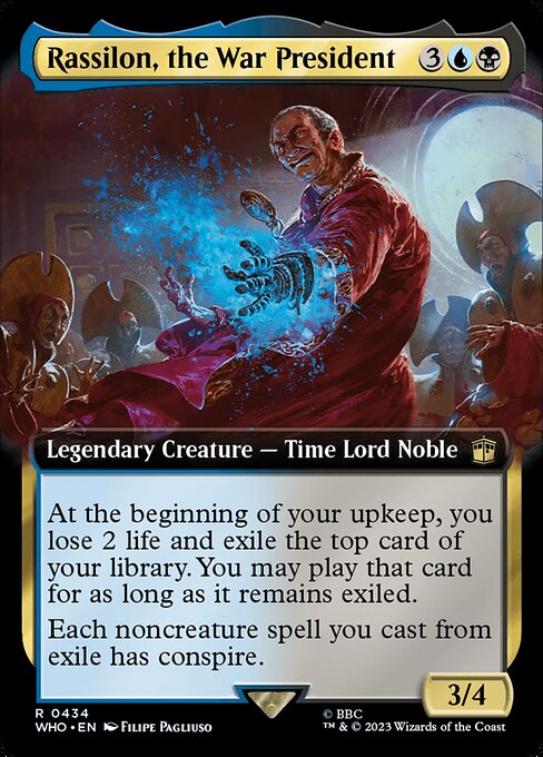 【拡張アート】【Foil】【EN】戦時大統領、ラシロン/Rassilon, the War President [WHO] 金R No.434