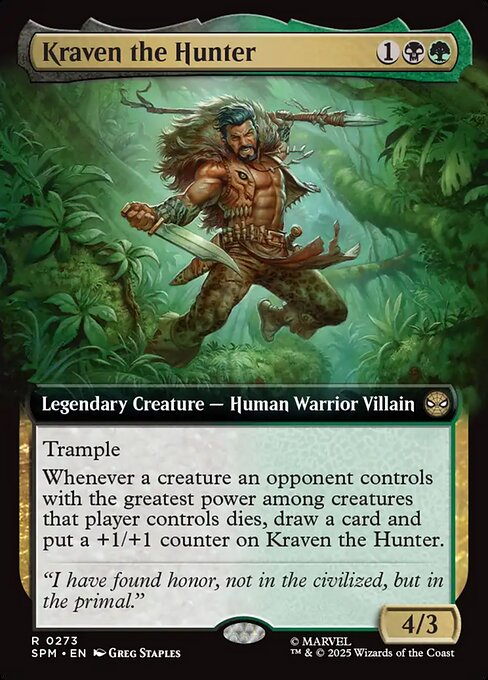 【拡張アート】【Foil】【EN】クレイヴン・ザ・ハンター/Kraven the Hunter [SPM] 金R No.273