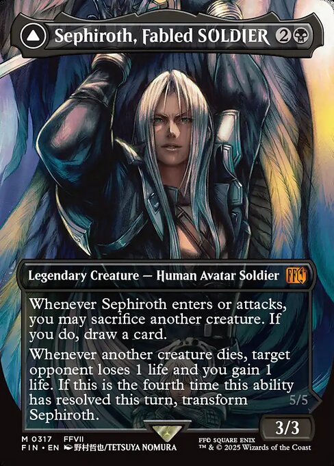 【ボーダレス】【EN】威名のソルジャー、セフィロス // 片翼の天使、セフィロス/Sephiroth, Fabled SOLDIER // Sephiroth, One-Winged Angel [FIN] 黒M No.317