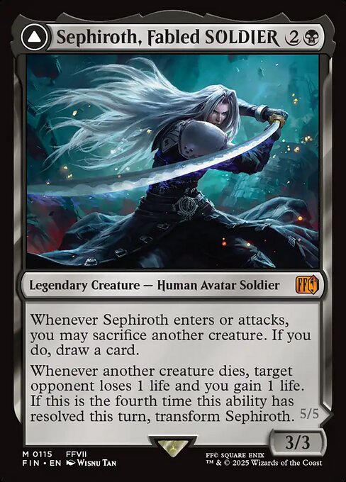 【Foil】【EN】威名のソルジャー、セフィロス // 片翼の天使、セフィロス/Sephiroth, Fabled SOLDIER // Sephiroth, One-Winged Angel [FIN] 黒M No.115