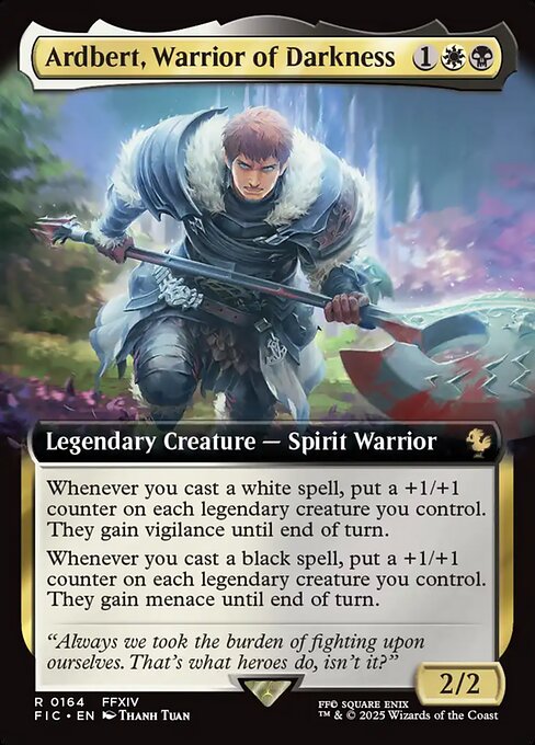 【拡張アート】【Foil】【EN】闇の戦士、アルバート/Ardbert, Warrior of Darkness [FIC] 金R No.164