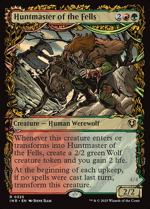 【ショーケース】【Foil】【EN】高原の狩りの達人 // 高原の荒廃者/Huntmaster of the Fells // Ravager of the Fells [INR] 金R No.325