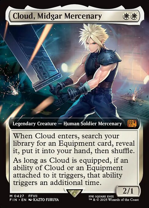 【拡張アート】【EN】ミッドガルの傭兵、クラウド/Cloud, Midgar Mercenary [FIN] 白M No.427