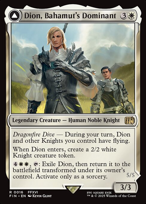 【Foil】【EN】バハムートのドミナント、ディオン // 光の召喚獣、バハムート/Dion, Bahamut's Dominant // Bahamut, Warden of Light [FIN] 白R No.16