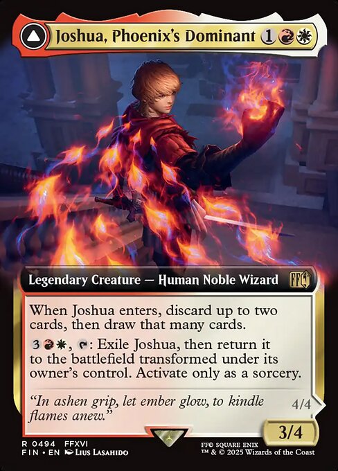 【拡張アート】【EN】フェニックスのドミナント、ジョシュア // 火の召喚獣、フェニックス/Joshua, Phoenix's Dominant // Phoenix, Warden of Fire [FIN] 金R No.494