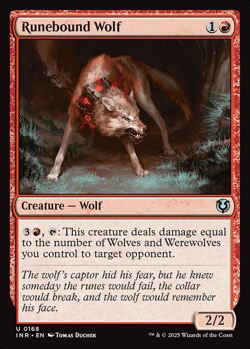 【Foil】【EN】ルーン縛りの狼/Runebound Wolf [INR] 赤U No.168