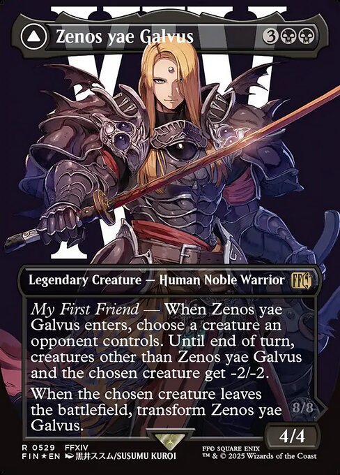 【ボーダレス】【Foil】【EN】ゼノス・イェー・ガルヴァス // 超越せし者、神龍/Zenos yae Galvus // Shinryu, Transcendent Rival [FIN] 黒R No.529