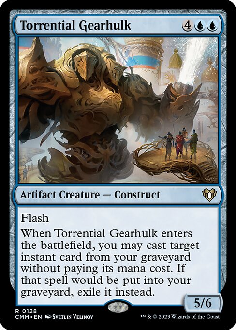 【Foil】【EN】奔流の機械巨人/Torrential Gearhulk [CMM] 青R No.128