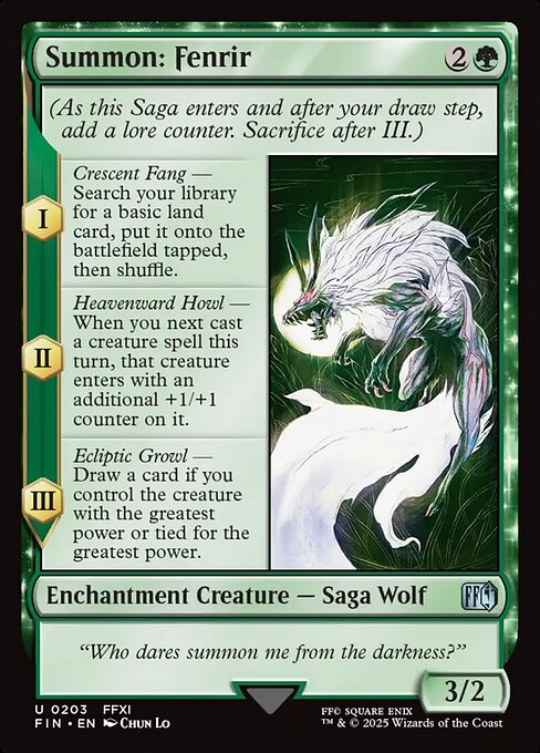 【Foil】【EN】召喚：フェンリル/Summon: Fenrir [FIN] 緑U No.203