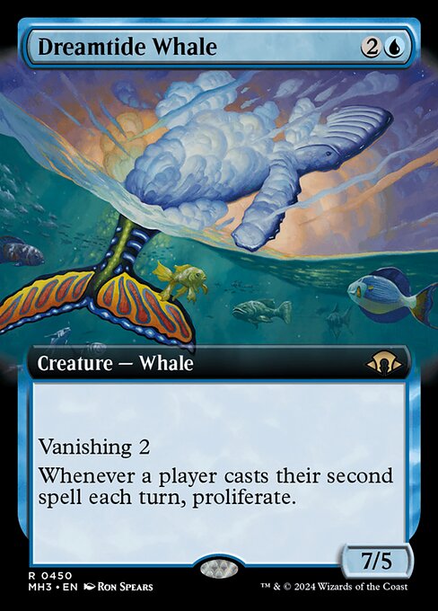 【拡張アート】【Foil】【EN】夢潮の鯨/Dreamtide Whale [MH3] 青R No.450