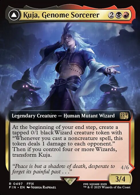 【拡張アート】【Foil】【EN】ジェノムの魔術師、クジャ // 運命の反逆者、トランス・クジャ/Kuja, Genome Sorcerer // Trance Kuja, Fate Defied [FIN] 金R No.497