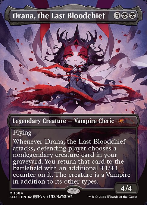 【フルアート】【Foil】【EN】最後の血の長、ドラーナ/Drana, the Last Bloodchief [SLD] 黒M No.1684