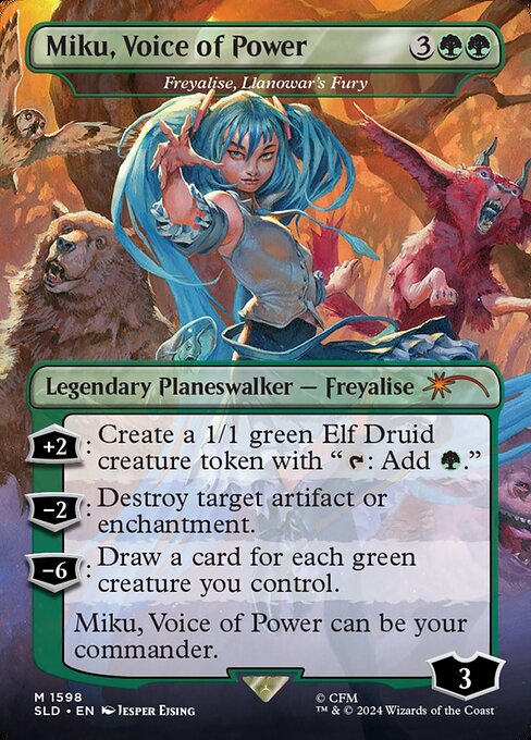 【ボーダレス】【Foil】【EN】ラノワールの憤激、フレイアリーズ/Freyalise, Llanowar's Fury [SLD] 緑M No.1598