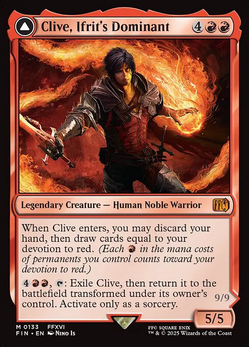 【Foil】【EN】イフリートのドミナント、クライヴ // 火の召喚獣、イフリート/Clive, Ifrit's Dominant // Ifrit, Warden of Inferno [FIN] 赤M No.133