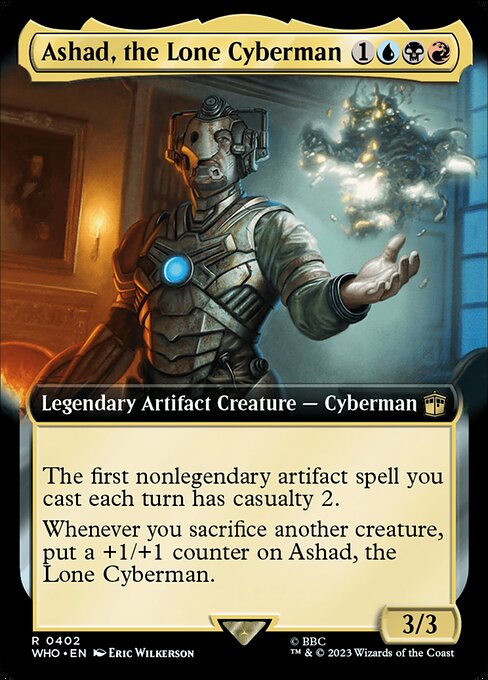 【拡張アート】【Foil】【EN】孤高のサイバーマン、アシャド/Ashad, the Lone Cyberman [WHO] 金R No.402