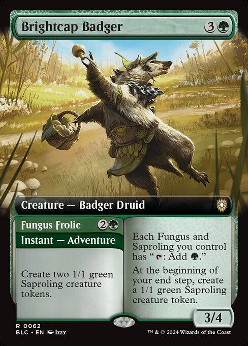 【Foil】【EN】輝き茸のアナグマ // 茸の舞/Brightcap Badger // Fungus Frolic [BLC] 緑R No.62