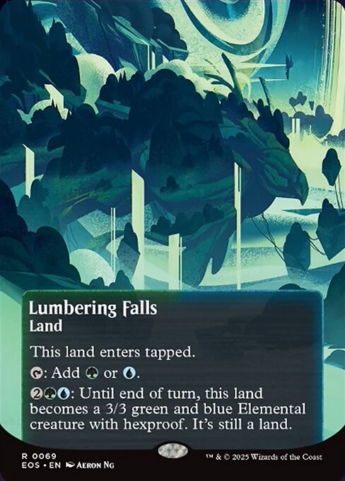 【ボーダレス】【Foil】【EN】伐採地の滝/Lumbering Falls [EOS] 土地R No.69