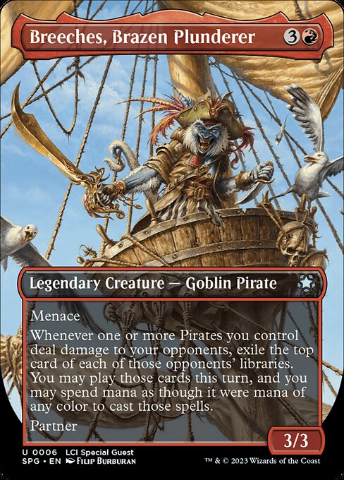 【ボーダレス】【Foil】【EN】鉄面連合の略取者、ブリーチェス/Breeches, Brazen Plunderer [SPG] 赤U No.6
