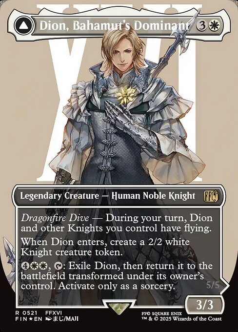 【ボーダレス】【サージFoil】【EN】バハムートのドミナント、ディオン // 光の召喚獣、バハムート/Dion, Bahamut's Dominant // Bahamut, Warden of Light [FIN] 白R No.521