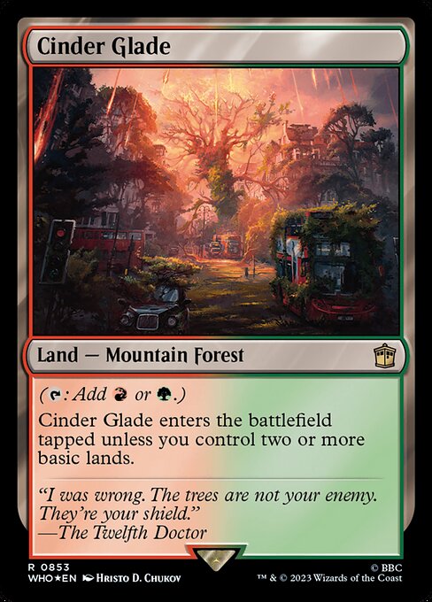 【サージFoil】【Foil】【EN】燃えがらの林間地/Cinder Glade [WHO] 無R No.853