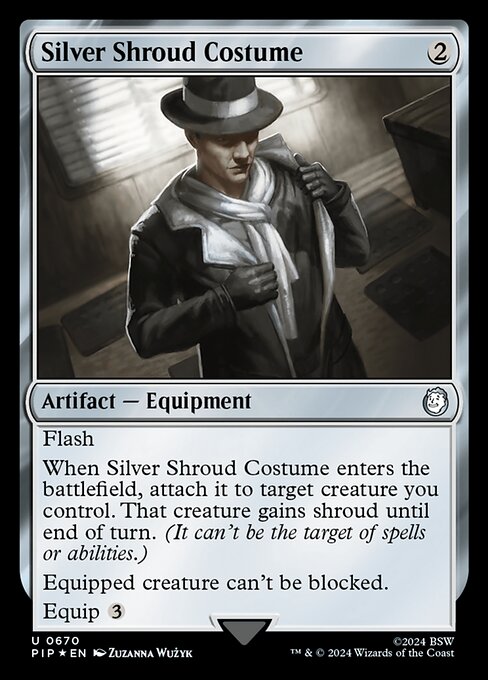 【サージFoil】【Foil】【EN】シルバー・シュラウドの衣装/Silver Shroud Costume [PIP] 茶U No.670