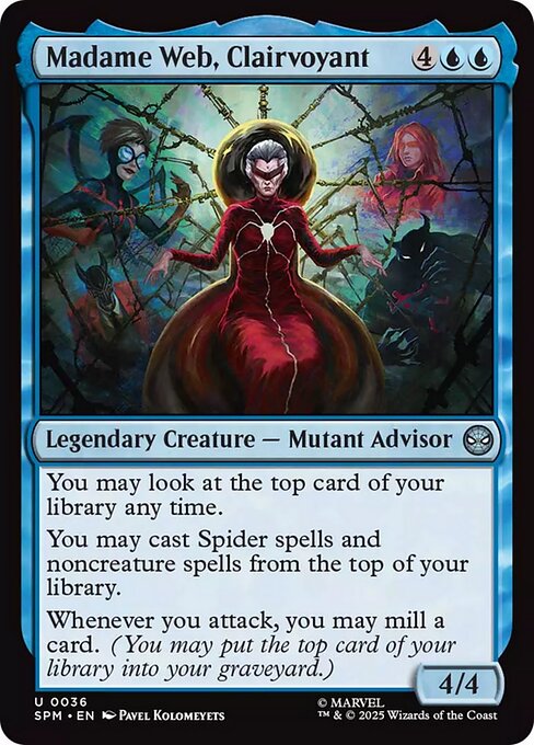 【Foil】【EN】予知能力者、マダム・ウェブ/Madame Web, Clairvoyant [SPM] 青U No.36