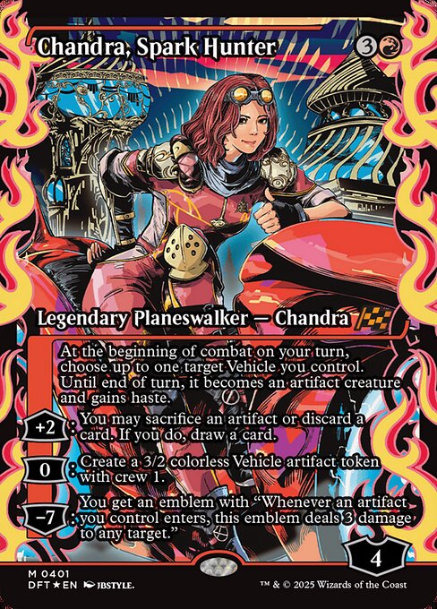 【ショーケース】【フラクチャーFoil】【EN】灯を追う者、チャンドラ/Chandra, Spark Hunter [DFT] 赤M No.401