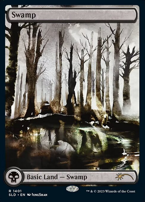 【フルアート】【Foil】【EN】沼/Swamp [SLD] 無R No.1401