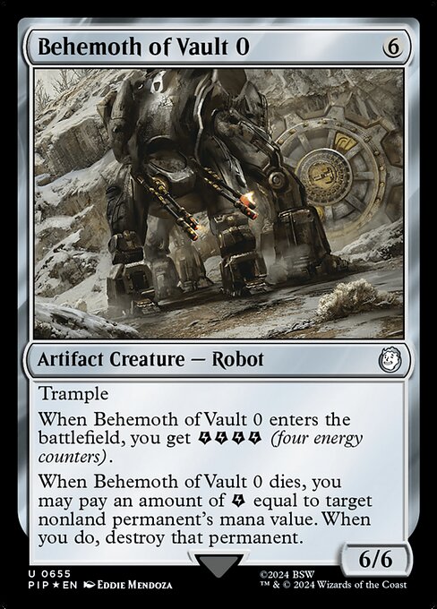 【サージFoil】【Foil】【EN】Vault 0のベヒモス/Behemoth of Vault 0 [PIP] 茶U No.655