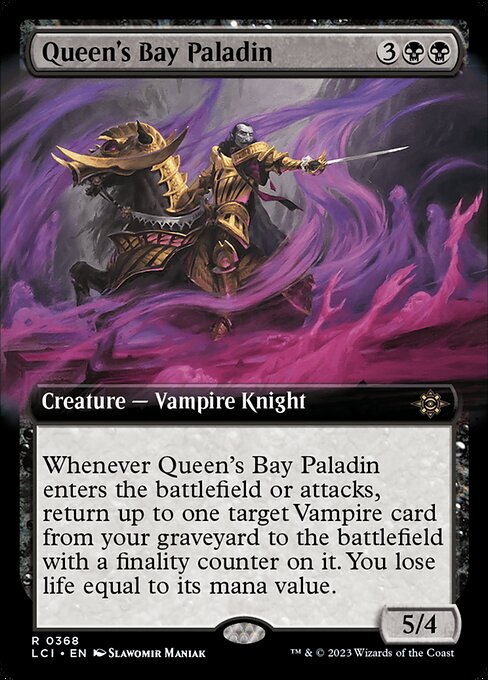 【拡張アート】【Foil】【EN】女王湾の聖騎士/Queen's Bay Paladin [LCI] 黒R No.368