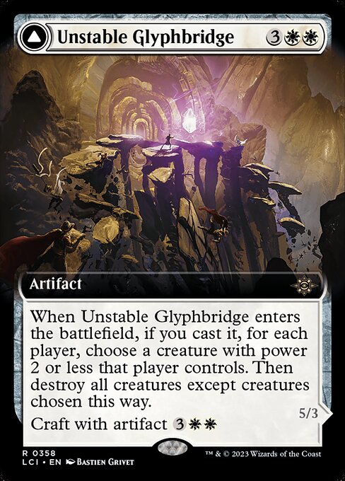 【拡張アート】【Foil】【EN】不安定な象形橋 // 砂渦の歩く彫像/Unstable Glyphbridge // Sandswirl Wanderglyph [LCI] 白R No.358