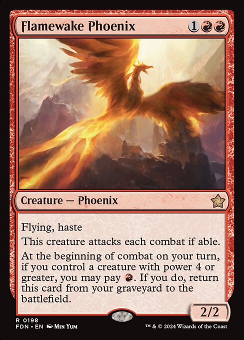 【Foil】【EN】炎跡のフェニックス/Flamewake Phoenix [FDN] 赤R No.198