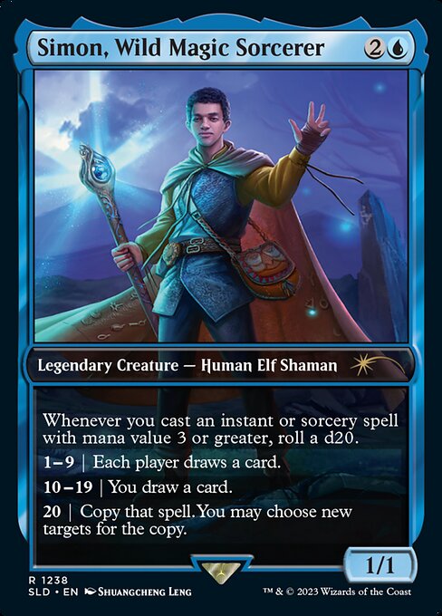 【フルアート】【Foil】【EN】Simon, Wild Magic Sorcerer [SLD] 青R No.1238