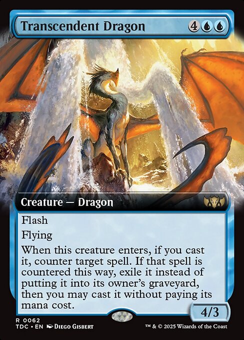 【拡張アート】【Foil】【EN】卓絶の龍/Transcendent Dragon [TDC] 青R No.62