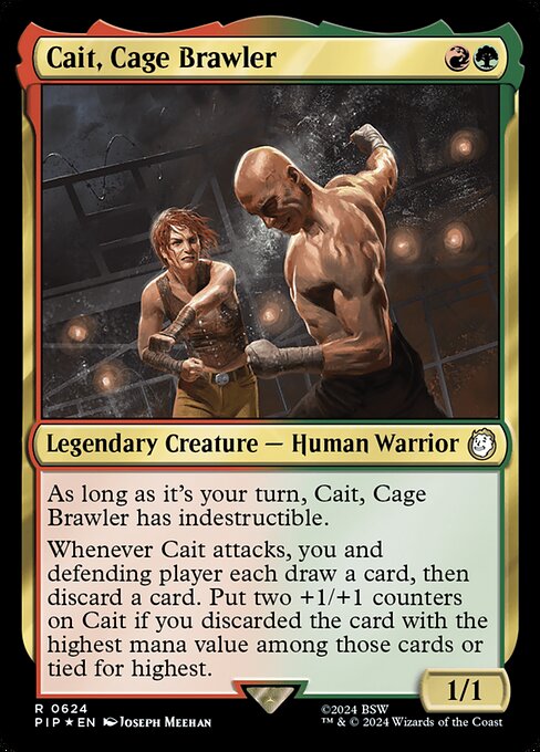 【サージFoil】【Foil】【EN】ケージ・ファイター、ケイト/Cait, Cage Brawler [PIP] 金R No.624