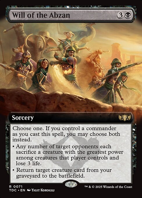【拡張アート】【EN】アブザンの意志/Will of the Abzan [TDC] 黒R No.71