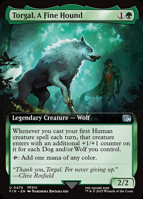 【拡張アート】【Foil】【EN】盟友、トルガル/Torgal, A Fine Hound [FIN] 緑U No.474
