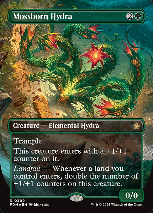 【ボーダレス】【Foil】【EN】苔生まれのハイドラ/Mossborn Hydra [FDN] 緑R No.399