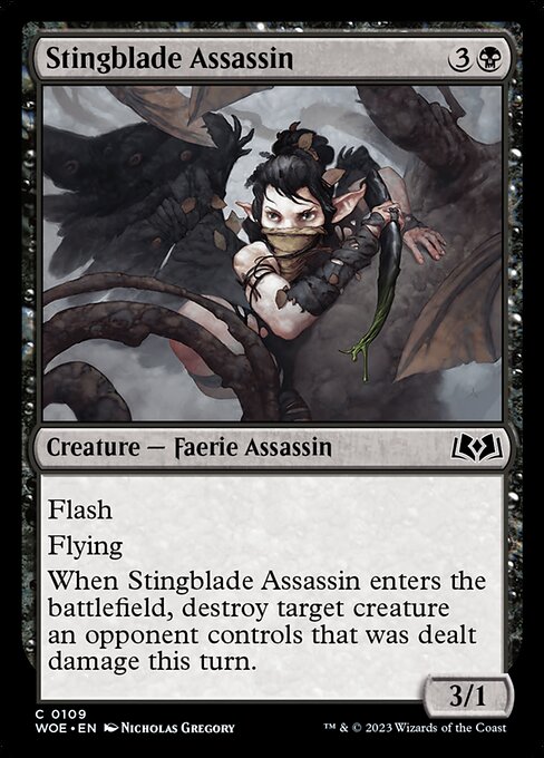 【Foil】【EN】針刃の暗殺者/Stingblade Assassin [WOE] 黒C No.109