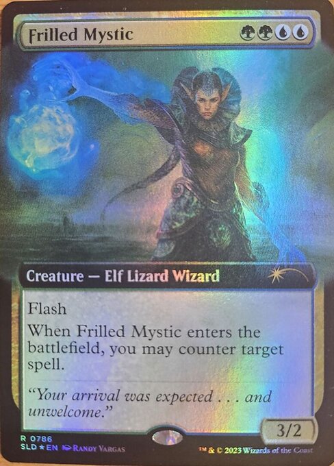 【拡張アート】【Foil】【EN】エリマキ神秘家/Frilled Mystic [SLD] 金R No.786
