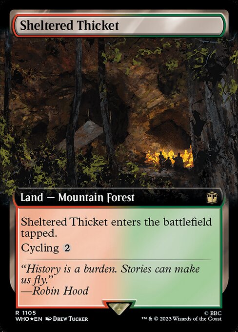 【サージFoil】【拡張アート】【Foil】【EN】隠れた茂み/Sheltered Thicket [WHO] 無R No.1105