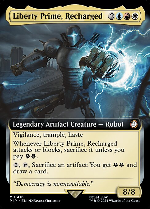 【拡張アート】【Foil】【EN】再稼働、リバティ・プライム/Liberty Prime, Recharged [PIP] 金M No.416