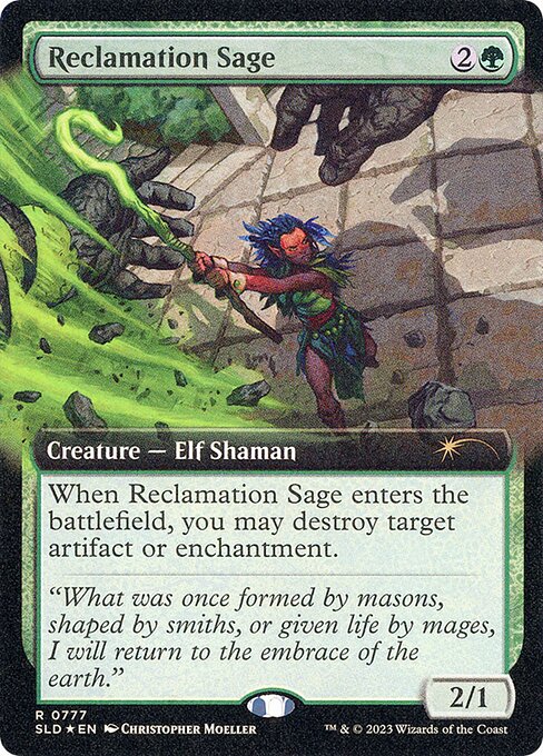 【拡張アート】【Foil】【EN】再利用の賢者/Reclamation Sage [SLD] 緑R No.777