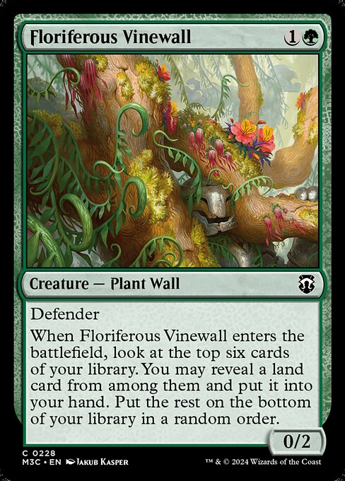【リップルFoil】【EN】花咲く蔦壁/Floriferous Vinewall [M3C] 緑C No.228
