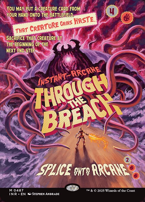 【フルアート】【Foil】【EN】裂け目の突破/Through the Breach [INR] 赤M No.487