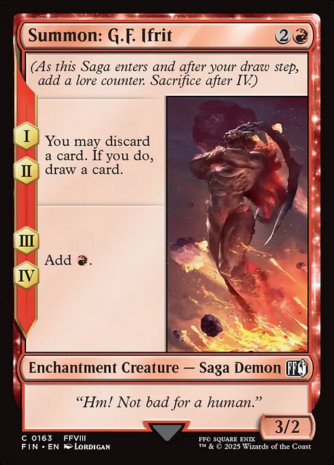 【Foil】【EN】召喚：G.F.イフリート/Summon: G.F. Ifrit [FIN] 赤C No.163