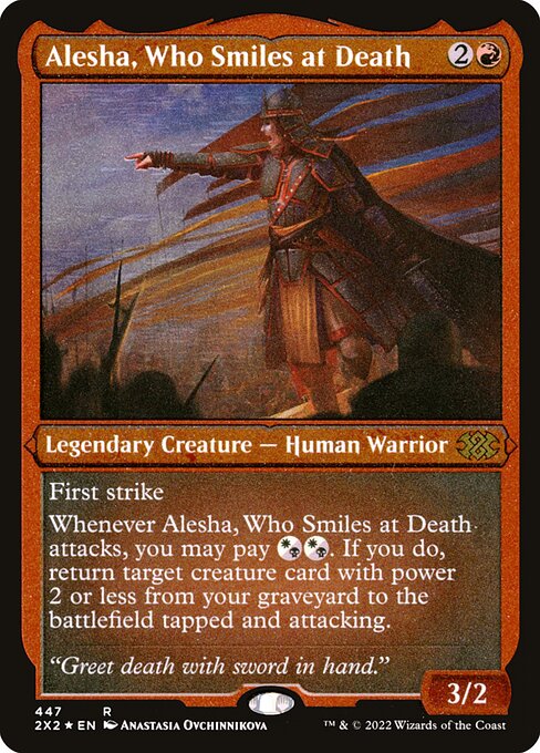 【エッチングFoil】【EN】死に微笑むもの、アリーシャ/Alesha, Who Smiles at Death [2X2] 赤R No.447